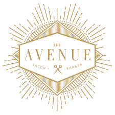 Avenue salon and barber shop ornate gold logo