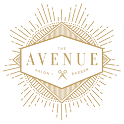 Avenue salon and barber shop ornate gold logo